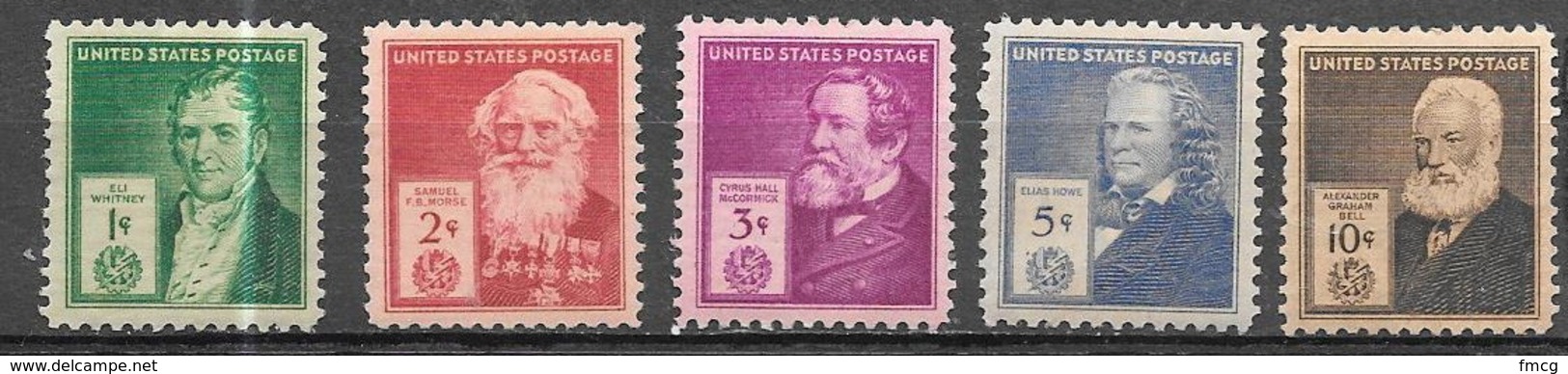 1940 American Inventors, Set Of 5, Mint Never Hinged - Unused Stamps