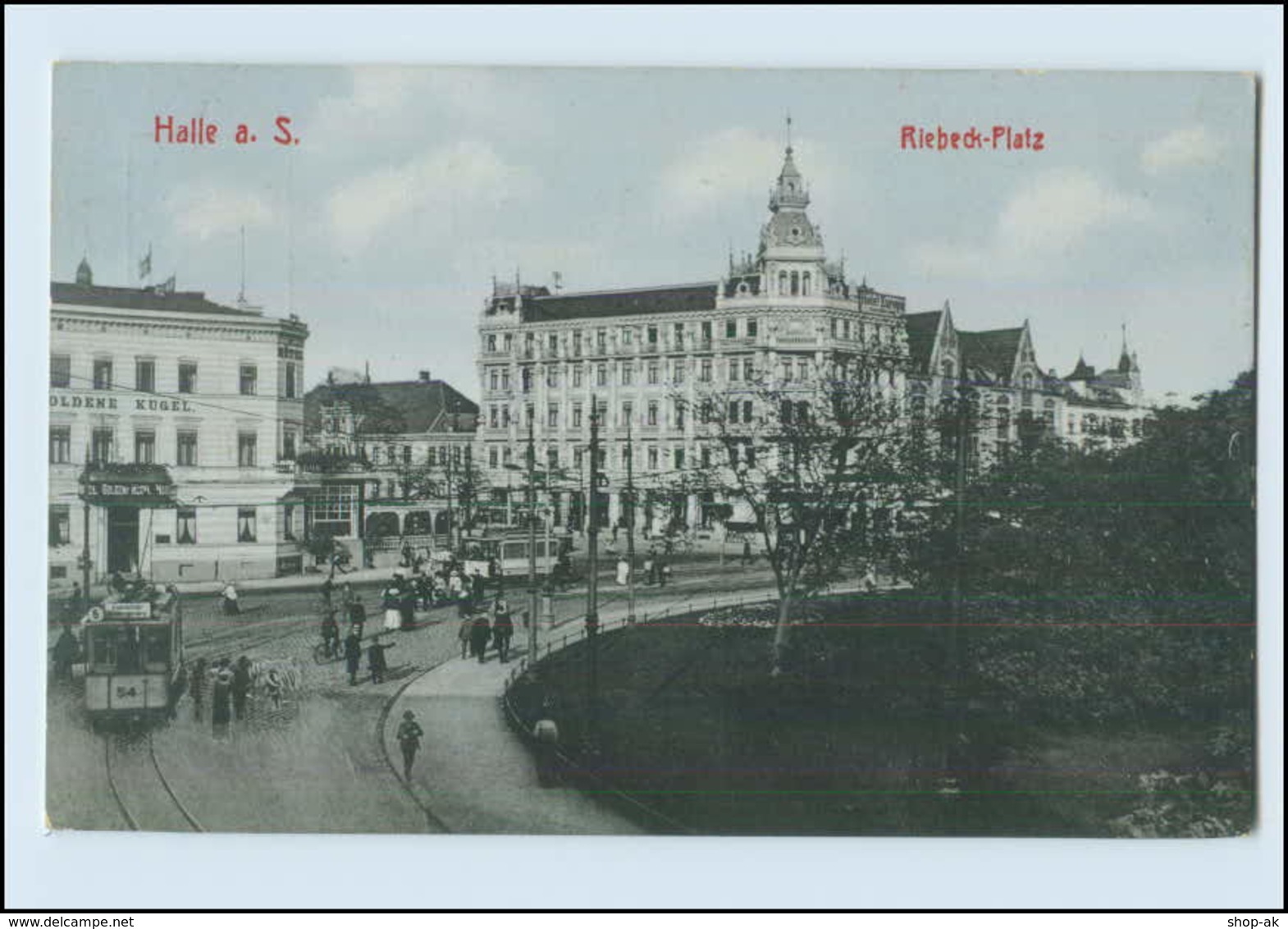 N3640-061./ Halle Saale Riebeck-Platz Straßenbahn AK Ca.1910 - Other & Unclassified