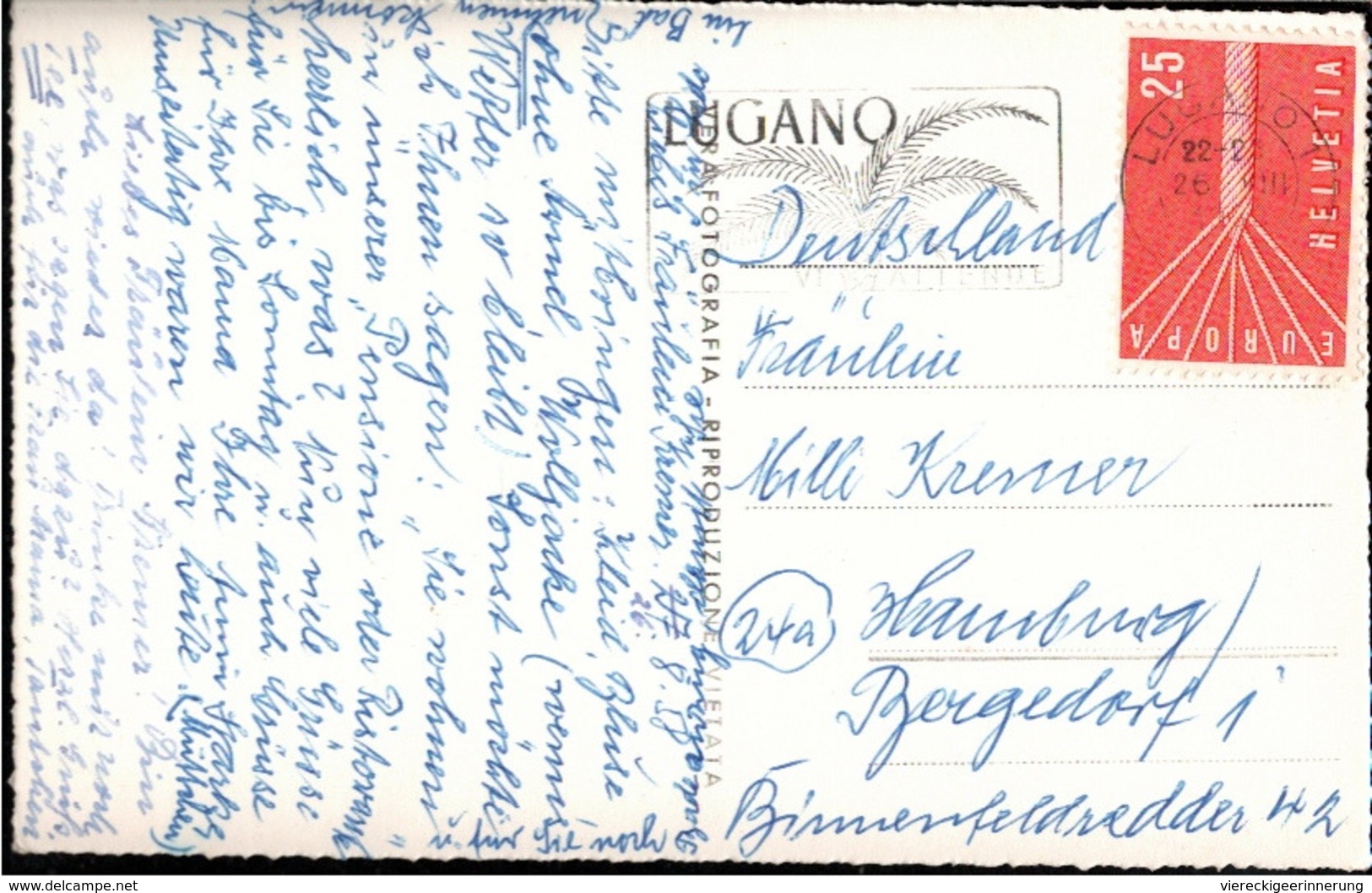 !  S/w Postkarte, Lago Di Lugano, Gandria, 1958, Schweiz, Suisse - Gandria 