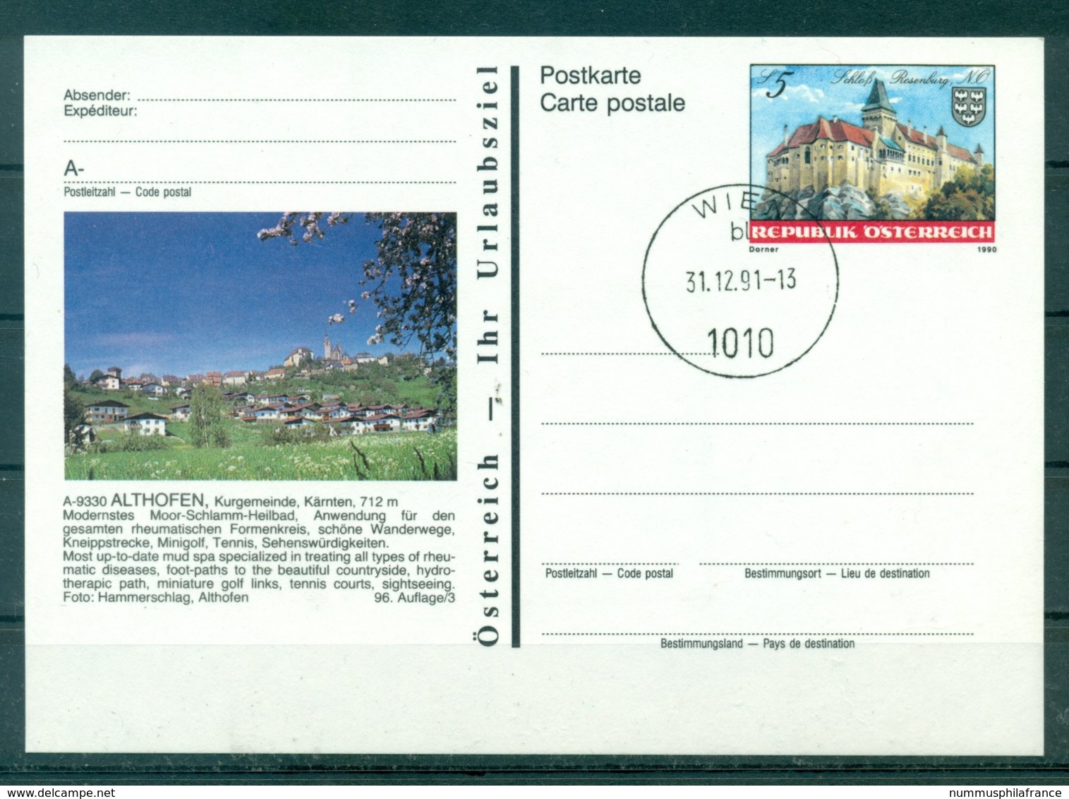 Autriche  1990 - Entier Postal  Althofen - 5 S - Andere & Zonder Classificatie