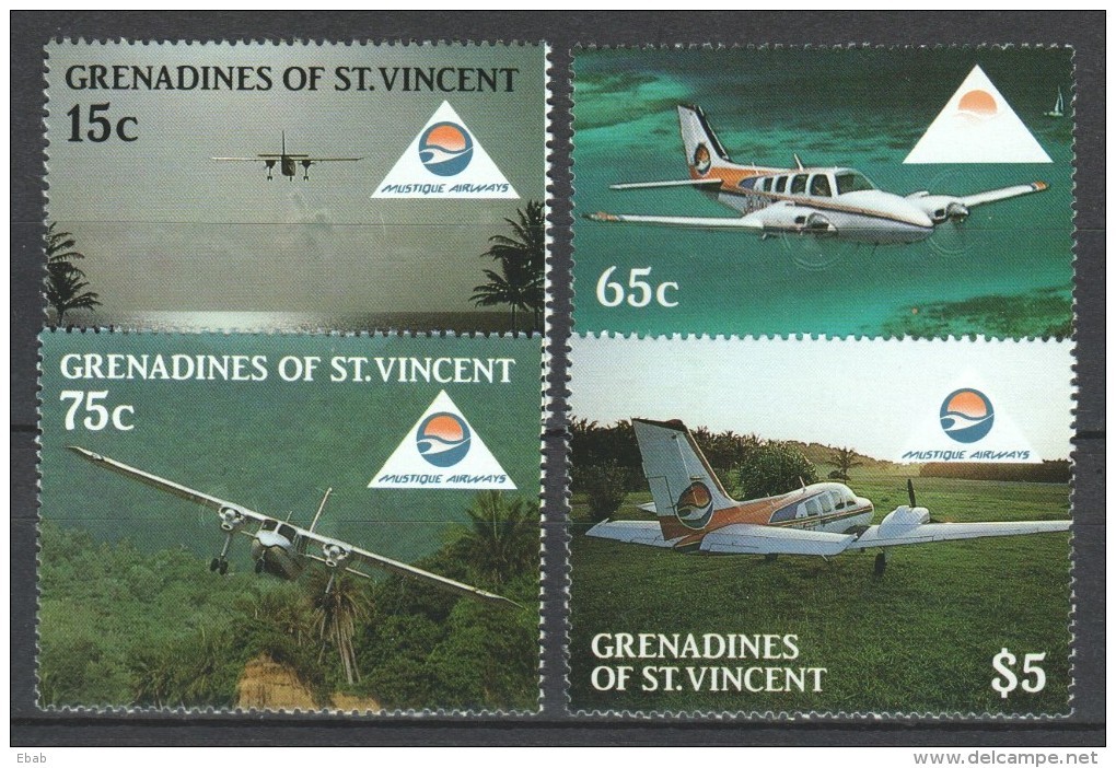 St Vincent Grenadines 1988 Mi 582-585  MNH - Airplanes