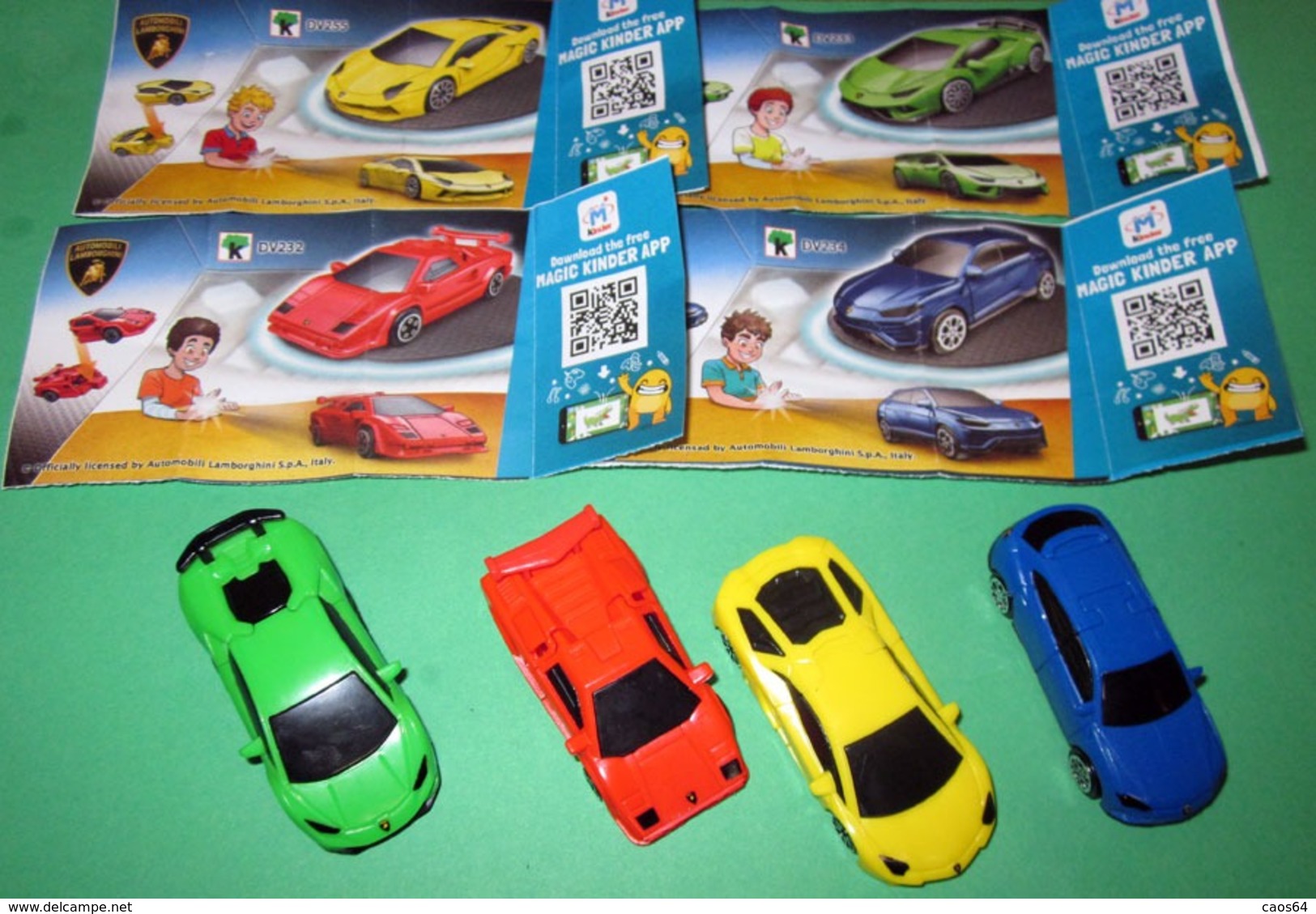 KINDER SERIE COMPLETA LAMBORGHINI DV232  - DV234 - DV233 - DV255 + 4 BPZ KINDER SORPRESA  2019 ITALY - Lotti