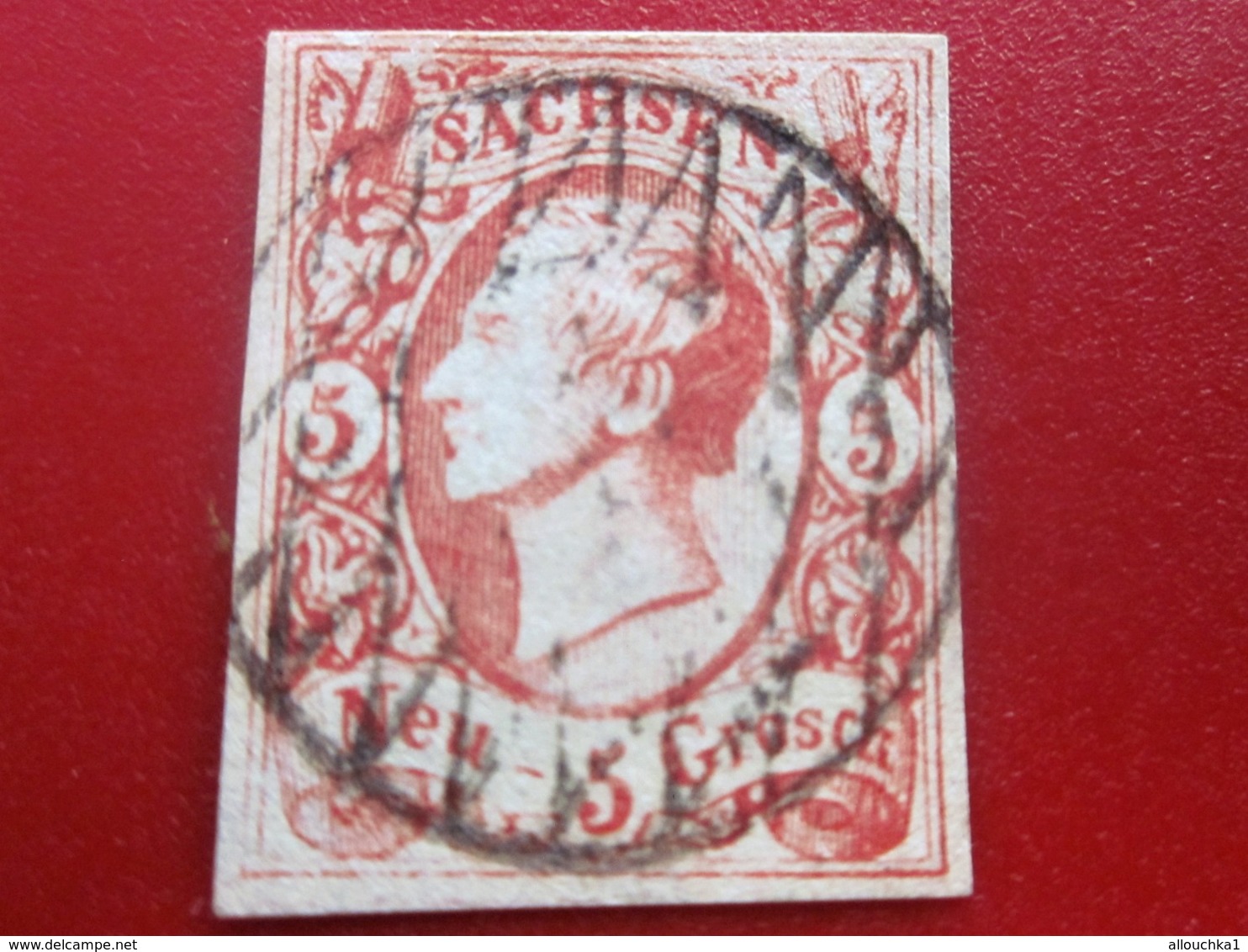 Deutsche  Allemagne [2] Anciens Etats Saxe Stamp N ° 11 OBLITÉRÉ NOT DENTELÉ  SEITE 56 € SEITLICH UNTERZEICH - Saxe