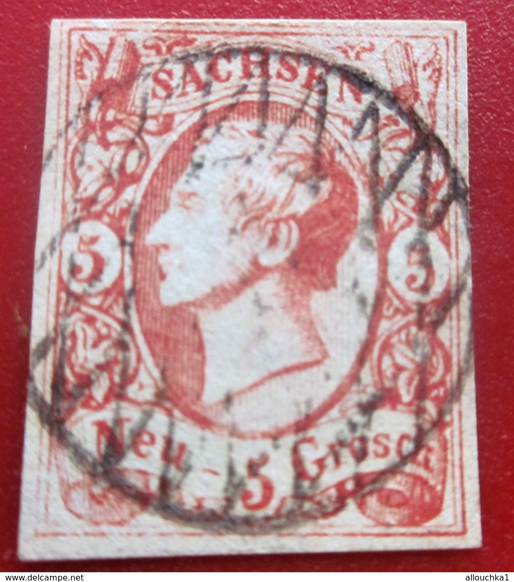 Deutsche  Allemagne [2] Anciens Etats Saxe Stamp N ° 11 OBLITÉRÉ NOT DENTELÉ  SEITE 56 € SEITLICH UNTERZEICH - Saxe