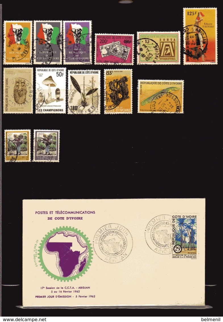 COTE D'IVOIRE  1° Jour CCTA 1962  Et 68 Timbres Avant Et Après Indépendance - Ivoorkust (1960-...)