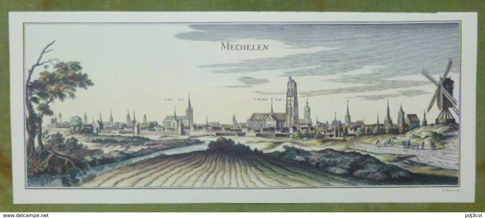 Reproduction Gravure - Vue Générale De Villes - MECHELEN D'après Merian, 1638 - Estampes & Gravures