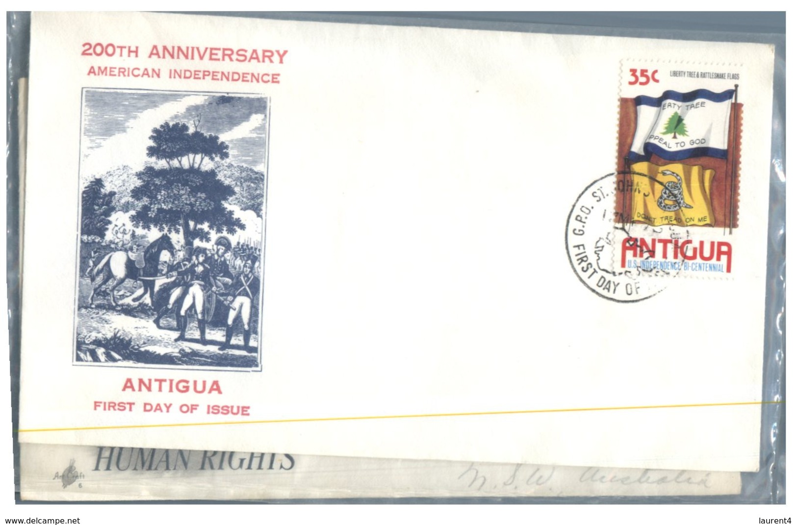 (ED 35) Antigua FDC Cover - 200th Anniversary Of American Independence - Unabhängigkeit USA