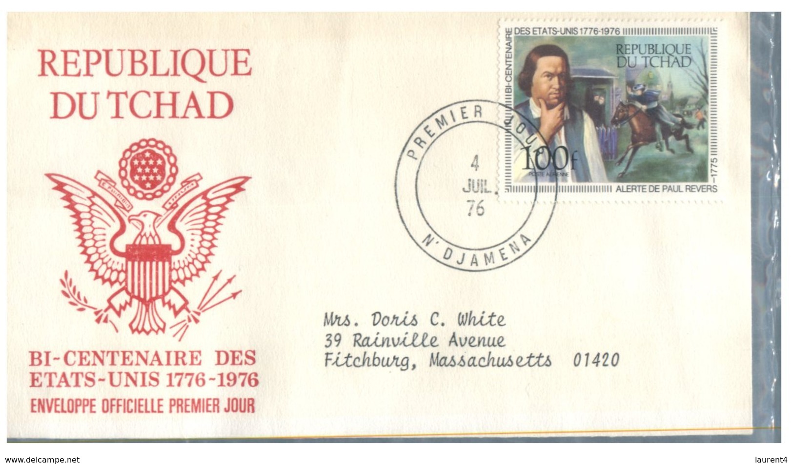 (ED 35) Tchad FDC Cover - 200th Anniversary Of American Independence - Unabhängigkeit USA