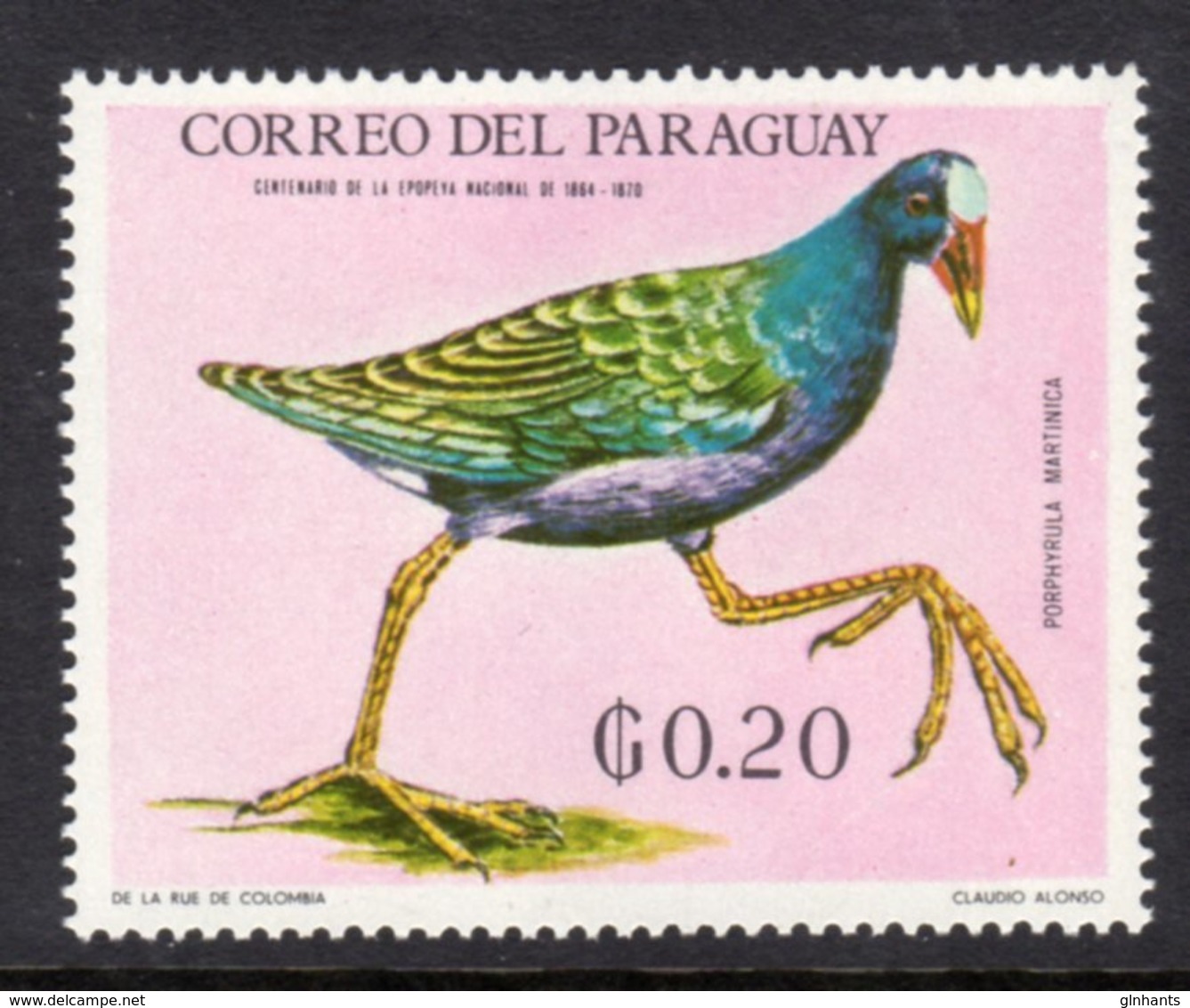 PARAGUAY - 1969 20c WILDLIFE BIRD STAMP FINE MNH ** Mi 1931 - Paraguay