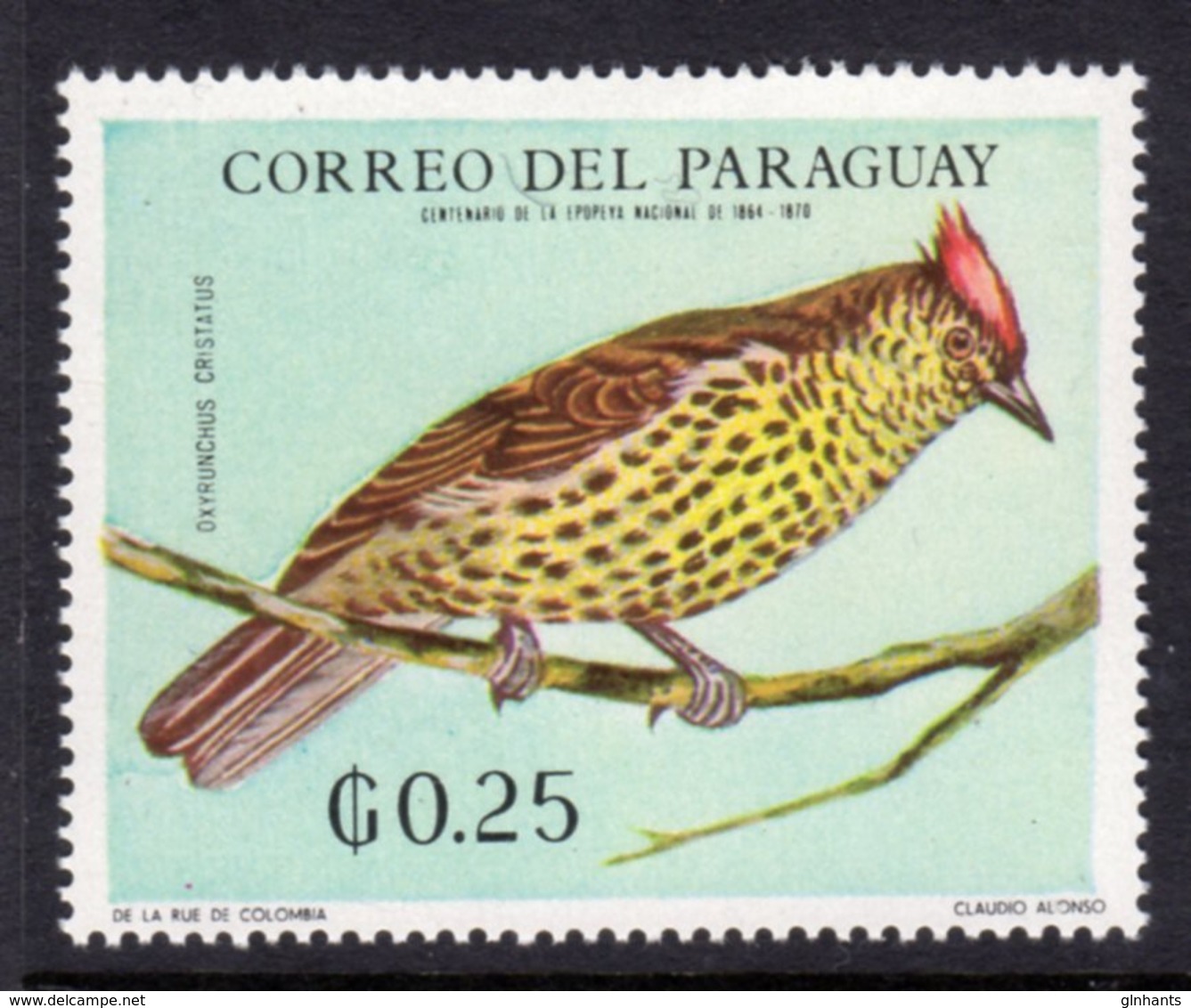 PARAGUAY - 1969 25c WILDLIFE BIRD STAMP FINE MNH ** Mi 1932 - Paraguay
