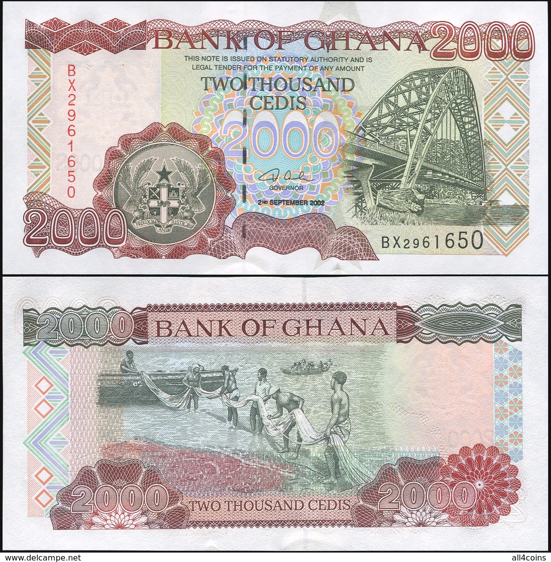 Ghana 2000 Cedis. 02.09.2002 Unc. Banknote Cat# P.33g - Ghana