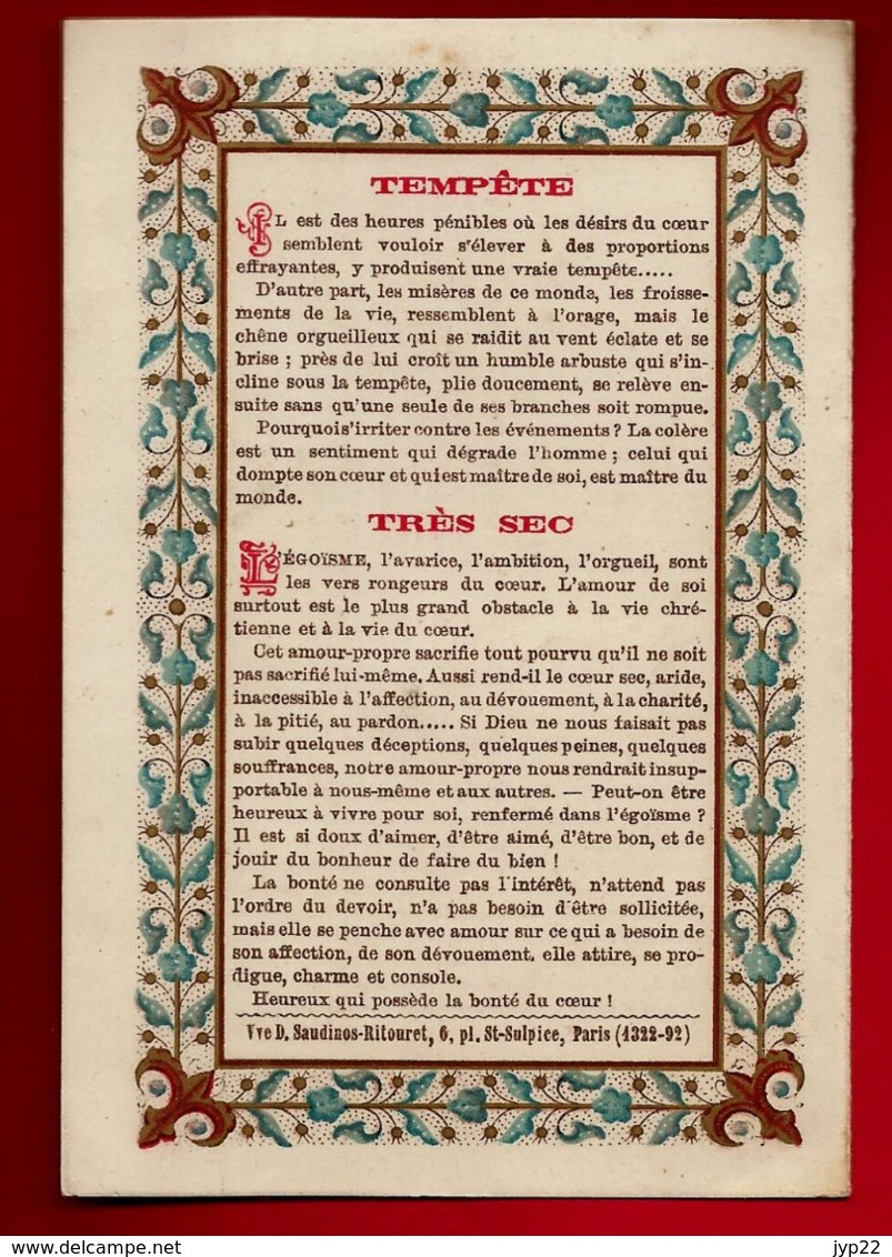 Image Pieuse Religieuse Holy Card Double Baromètre Spirituel Ed Vve Saudinos Ritouret - Pluie Tempête Variable Nuageux - Images Religieuses