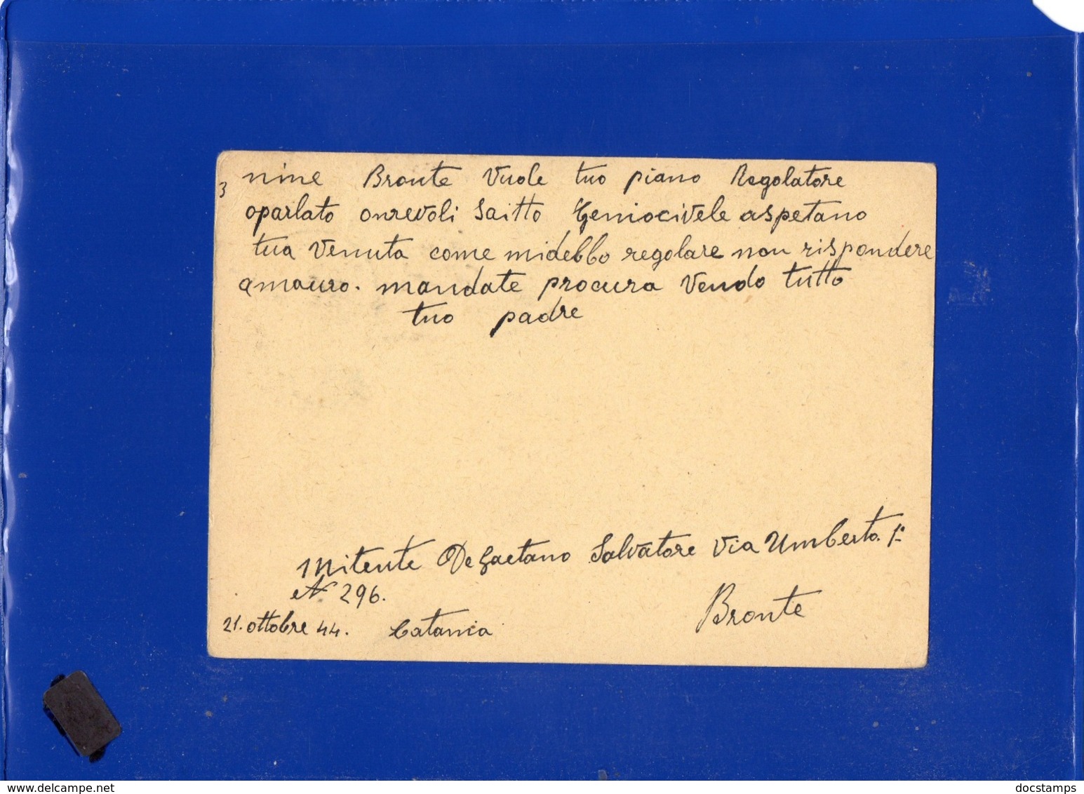 ##(DAN1910)-21-10-1944-Cartolina Postale Vinceremo Cent 30 Da Bronte (Catania) Per Firenze, Bollo Censura,segno Di Tassa - Storia Postale