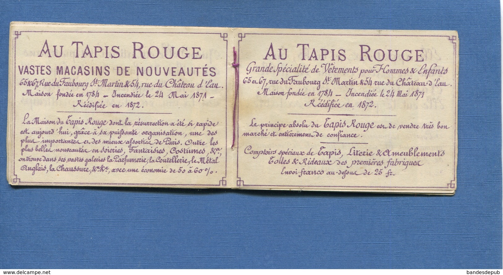 TRES RARE Tapis Rouge Paris calendrier almanach Bognard bébé bapteme petite fille école alphabet communion mariage 1873