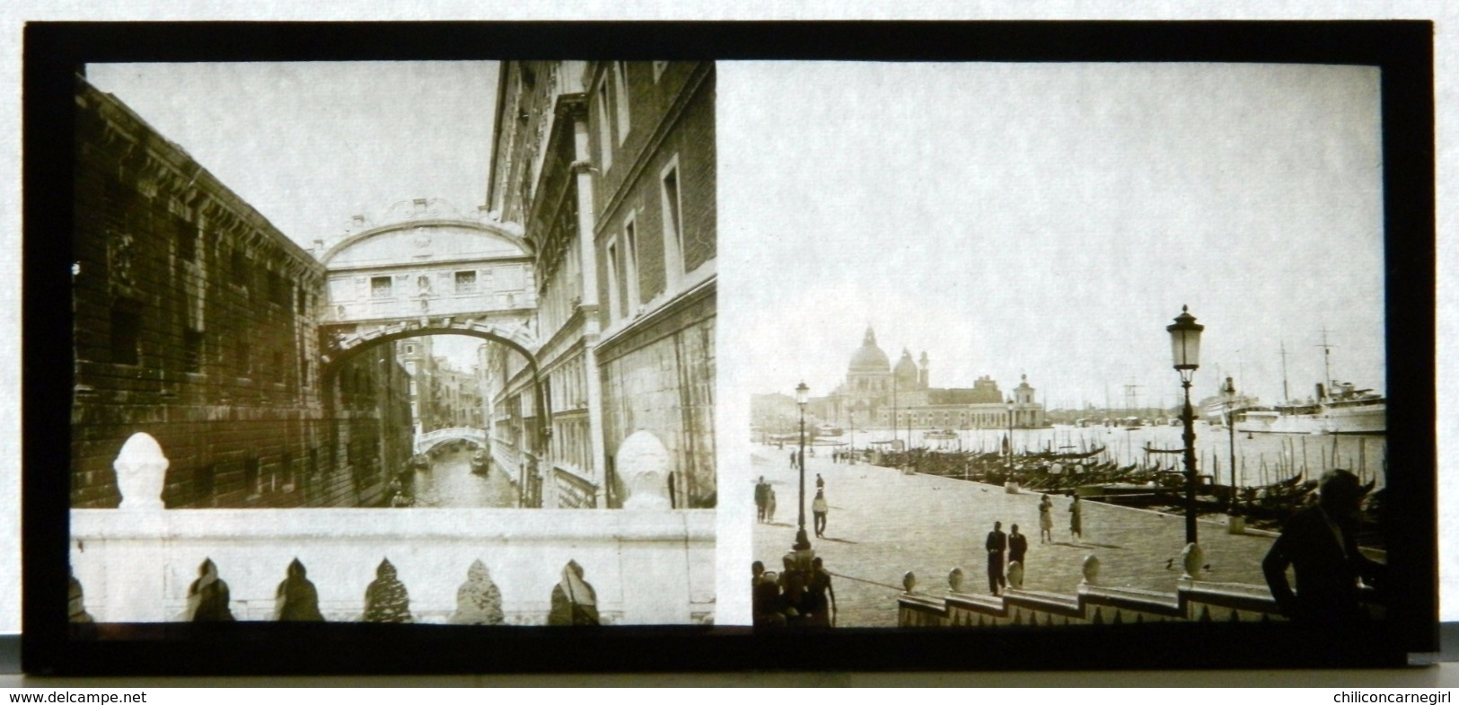 Plaque De Verre - 2 Vues - Italie - Venise - Pont - Cathédrale - Animée - Plaques De Verre