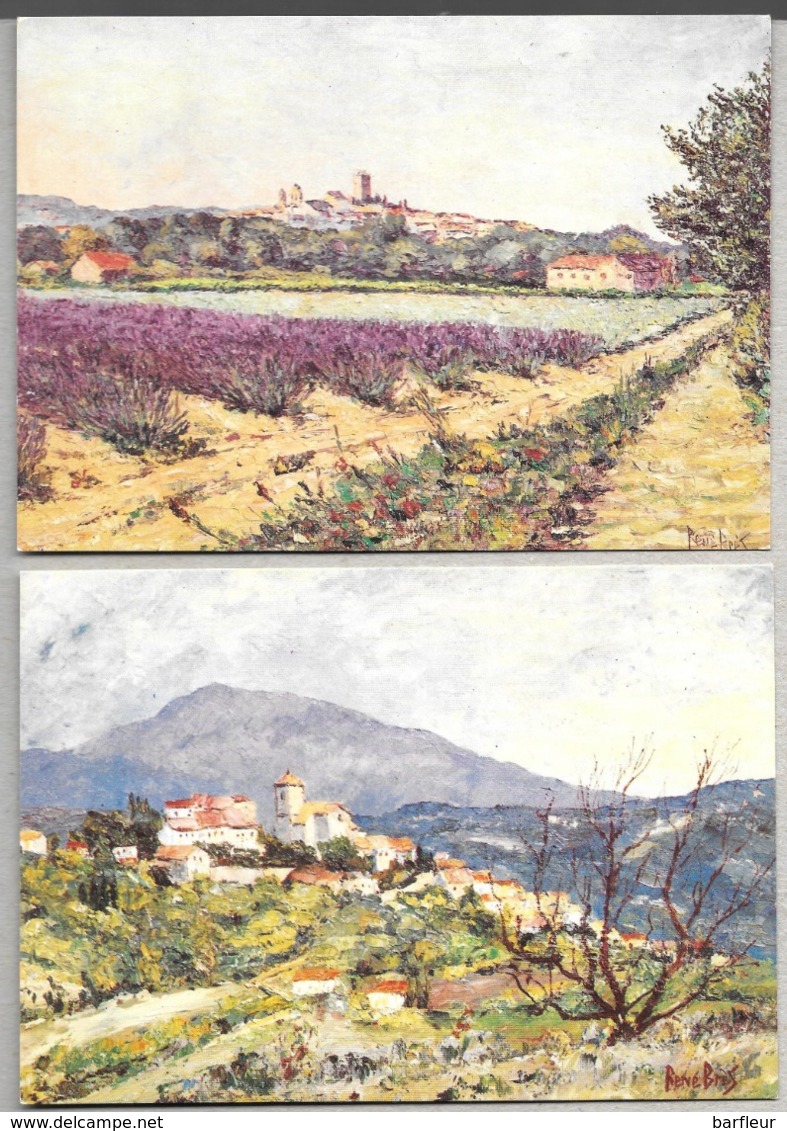 Lot De 3 Cartes Dessins De René BRES : Les Oliviers - Lavande à Valréeas - Vinsobres Et Le Mont Ventoux - Other & Unclassified