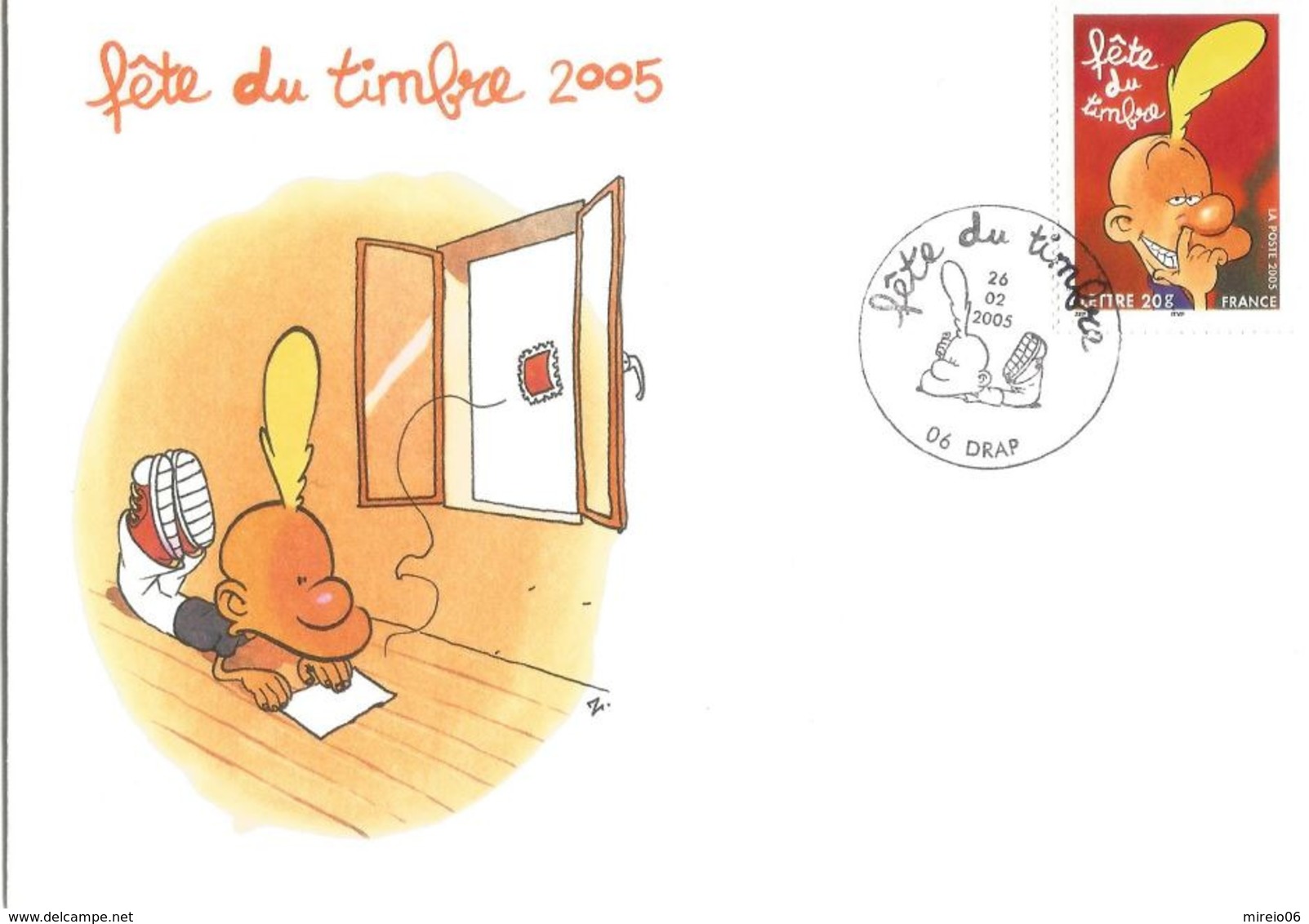 Enveloppe Souvenir Fête Du Timbre 2005 - Illustration Et Timbre Titeuf YT 3751 Oblitéré Du 26 Février 2005  à Drap (06) - Sonstige & Ohne Zuordnung