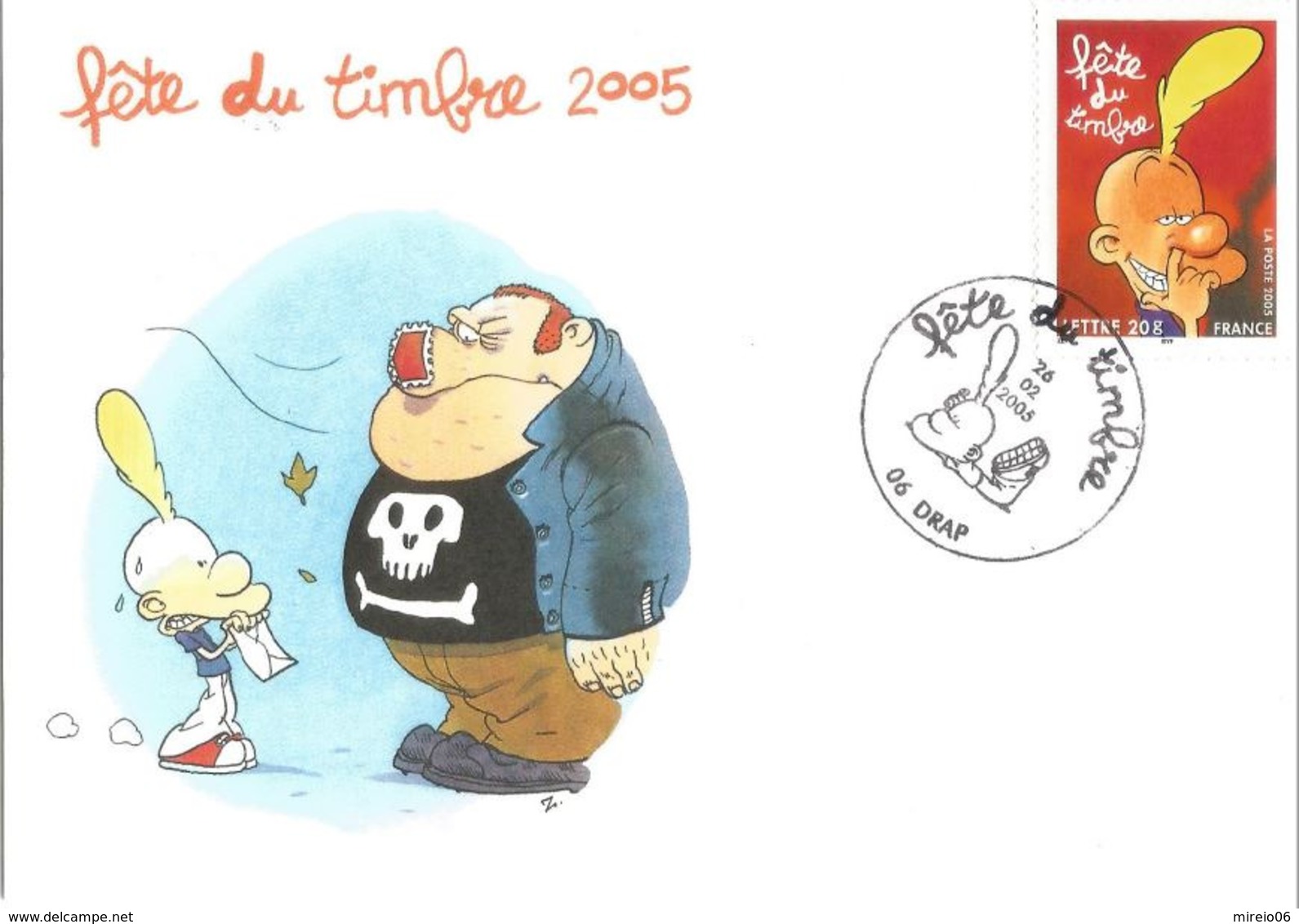 Enveloppe Souvenir Fête Du Timbre 2005 - Illustration Et Timbre Titeuf YT 3751 Oblitéré Du 26 Février 2005 à Drap (06) - Sonstige & Ohne Zuordnung