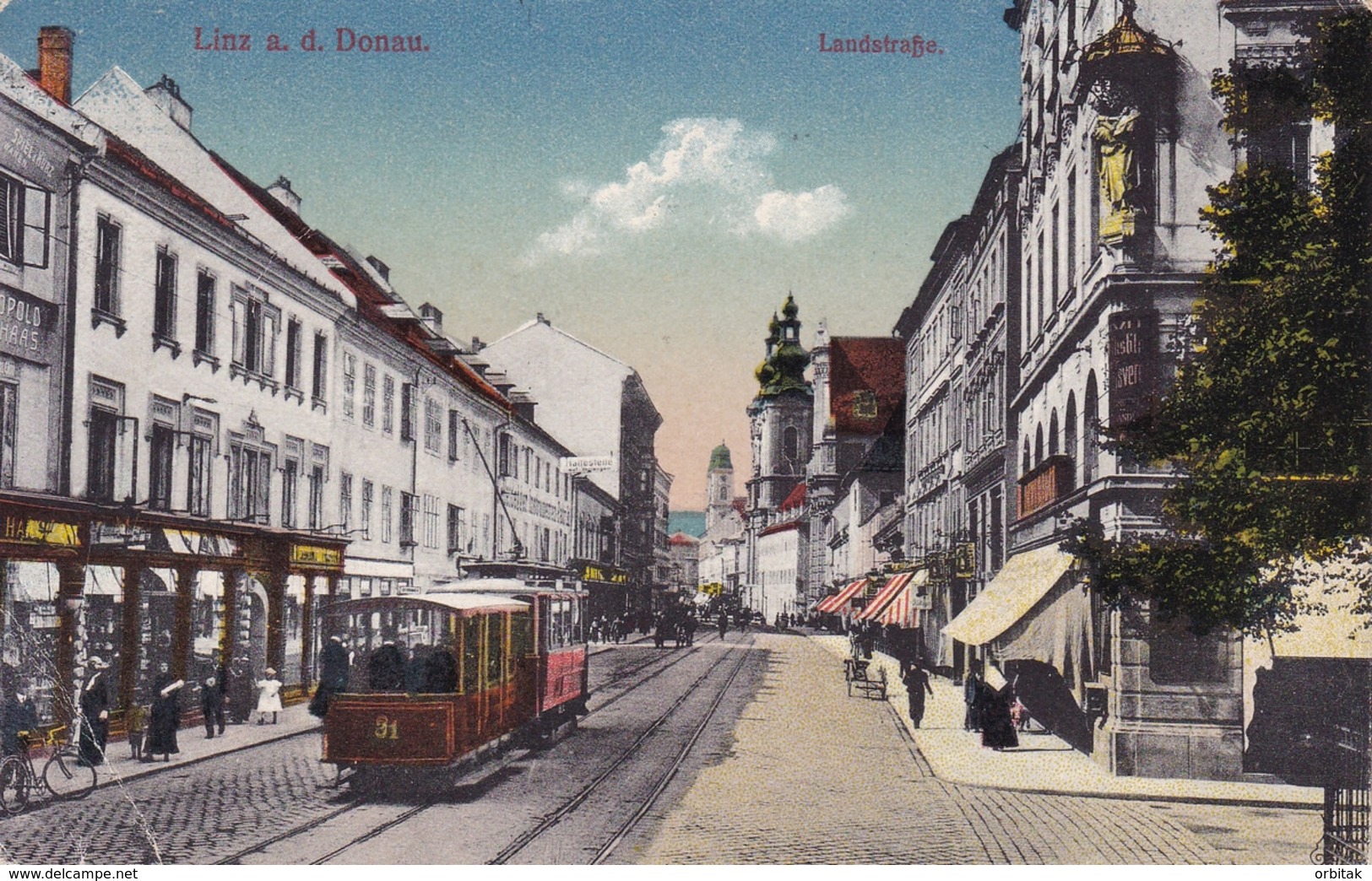 Linz * Landstrasse, Tram, Geschäfte * Österreich * AK1565 - Linz