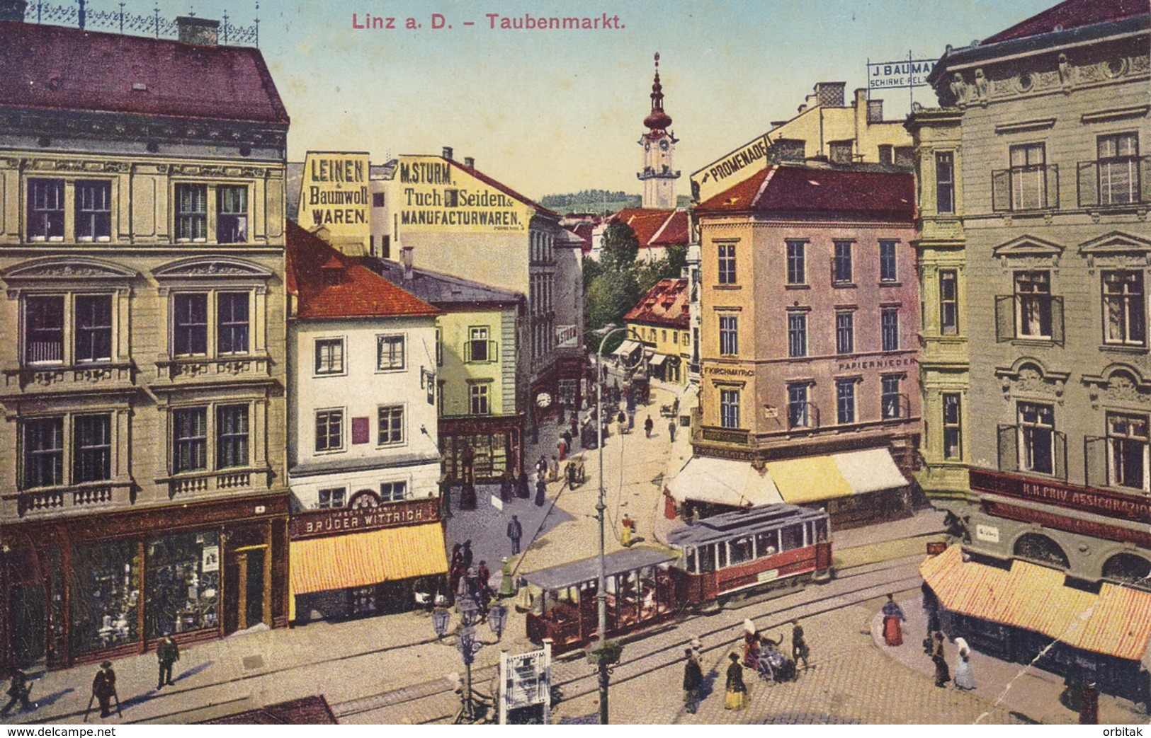 Linz * Taubenmarkt, Tram, Geschäfte * Österreich * AK1567 - Linz