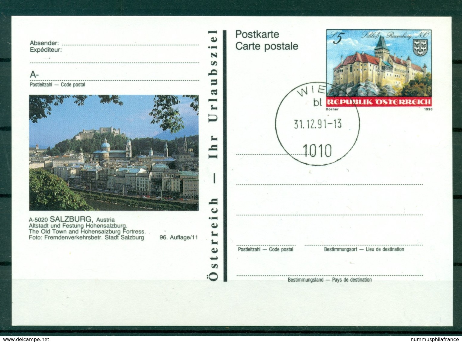 Autriche  1990 - Entier Postal  Salzbourg - 5 S - Autres & Non Classés