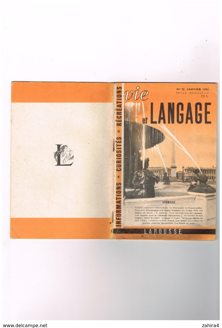 Vie Et Langage N°22 Marquise De Rambouillet  - 1898 Une Langue Est Morte Le Dalmate - Beber Le Castor  Crypto Le Guarani - Sonstige & Ohne Zuordnung