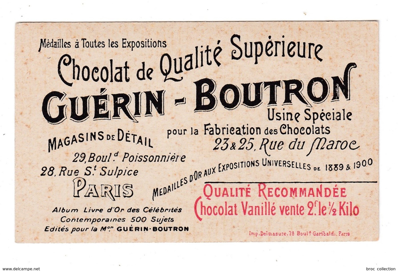 Chromo Chocolat Guérin-Boutron N° 188, Général Pendezec, Militaire, Décorations, Art Nouveau - Guérin-Boutron