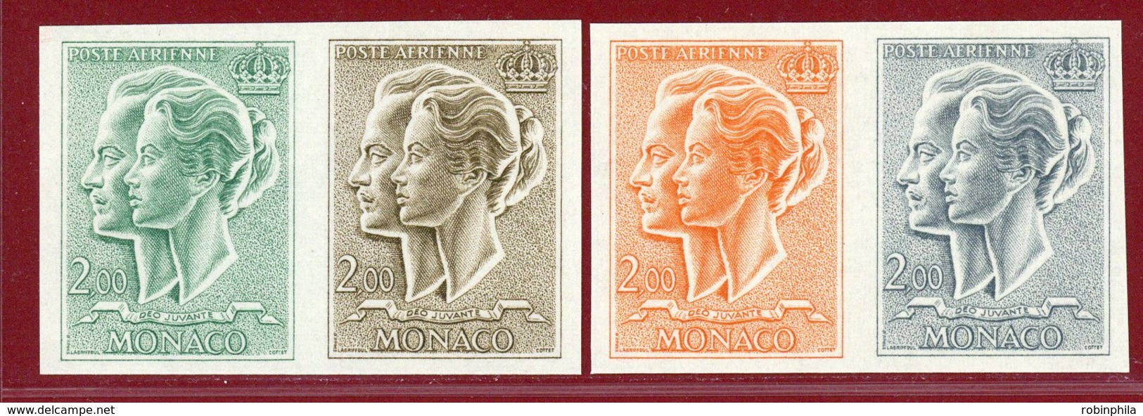 Monaco 1966 #C69, Color Proof X4, Prince Rainier III & Princess Grace - Nuevos