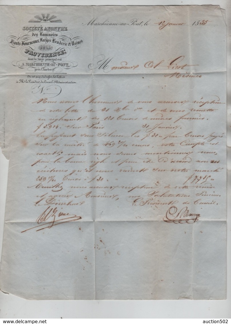 PR7510/ TP 7 S/LAC C.Marchienne-au-Pont 13/Janv/1856 > Nismes Barré Près Mariembourg Redirigé > Chimay C.d'arrivées - Postmarks - Lines: Perceptions