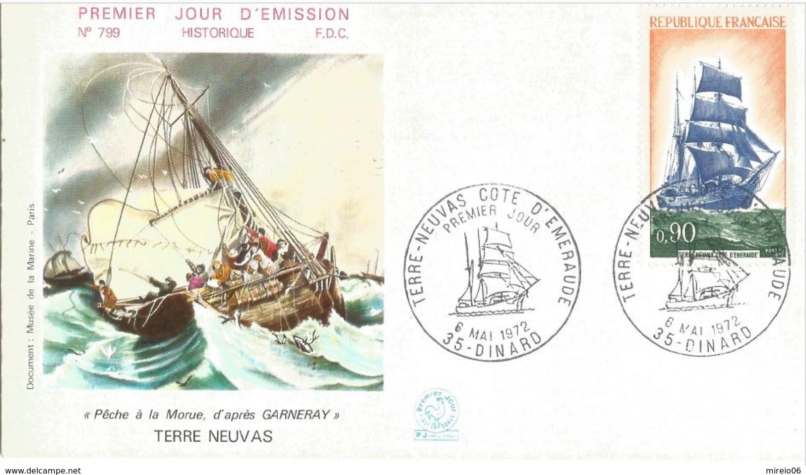 France FDC  YT N° 1717  Oblitéré Du 6 Mai 1972 à Dinard - 1970-1979