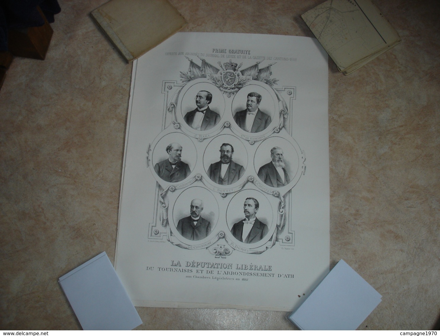 A VOIR !! GRANDE LITHO - DEPUTATION LIBERALE DU TOURNAISIS ET ARRONDISSEMENT DE ATH ( 1887 - PORTRAITS ) - Lithographies