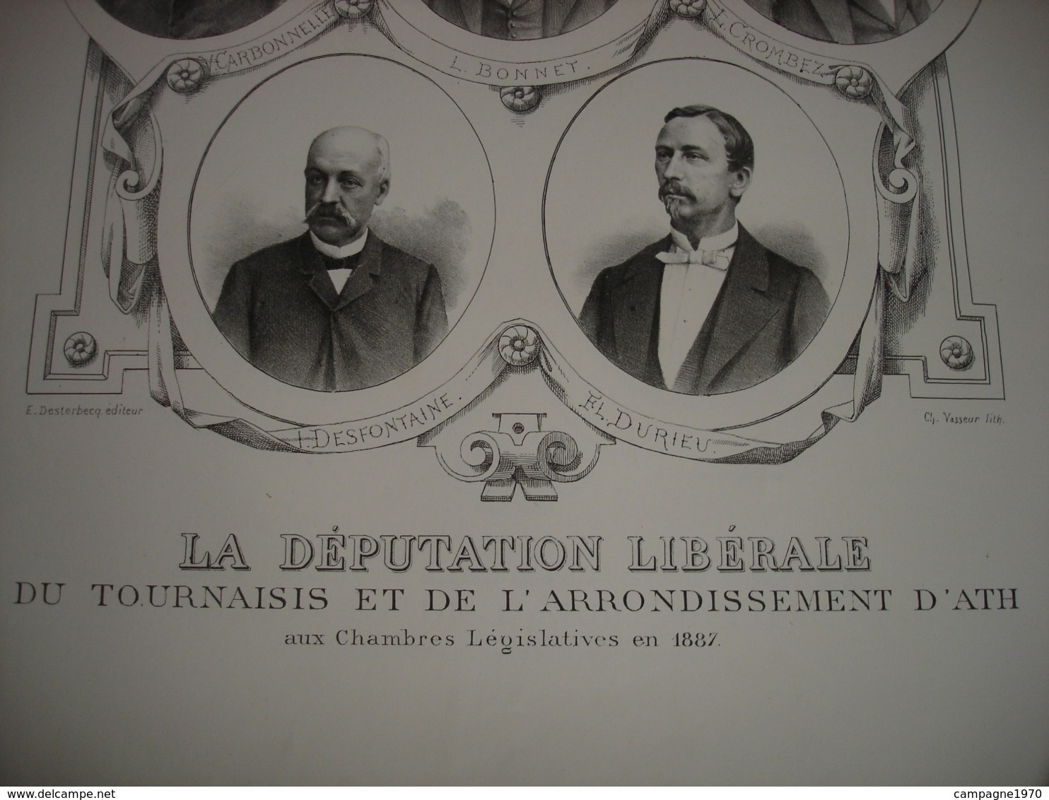 A VOIR !! GRANDE LITHO - DEPUTATION LIBERALE DU TOURNAISIS ET ARRONDISSEMENT DE ATH ( 1887 - PORTRAITS ) - Lithografieën