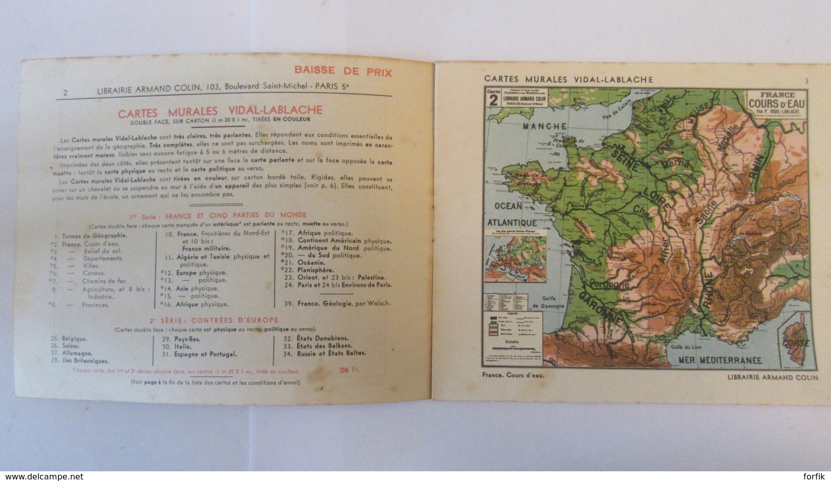 Dépliant Publicitaire Pour La Vente De Cartes Géographiques Murales Vidal-Lablache - Octobre 1935 - Advertising