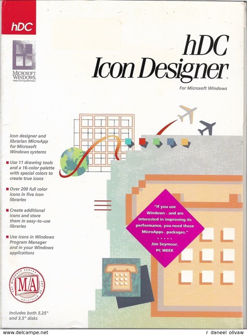 HDC Icon Designer Pour Windows 3.0 Ou Supérieur, En Anglais (1991, TBE+) - Otros & Sin Clasificación