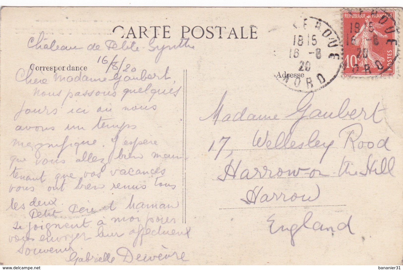 CPA 59 @ DUNKERQUE - Institut Médical Du Docteur DEWEVRE Du Château De Petite Synthe En 1920 - Dunkerque