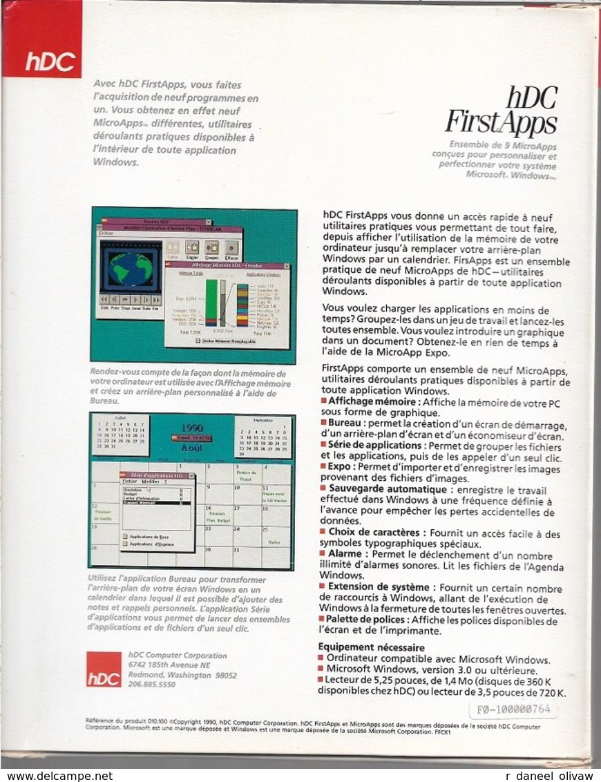 HDC FirstApps Pour Windows 3.0 Ou Supérieur (1990, TBE+) - Altri & Non Classificati