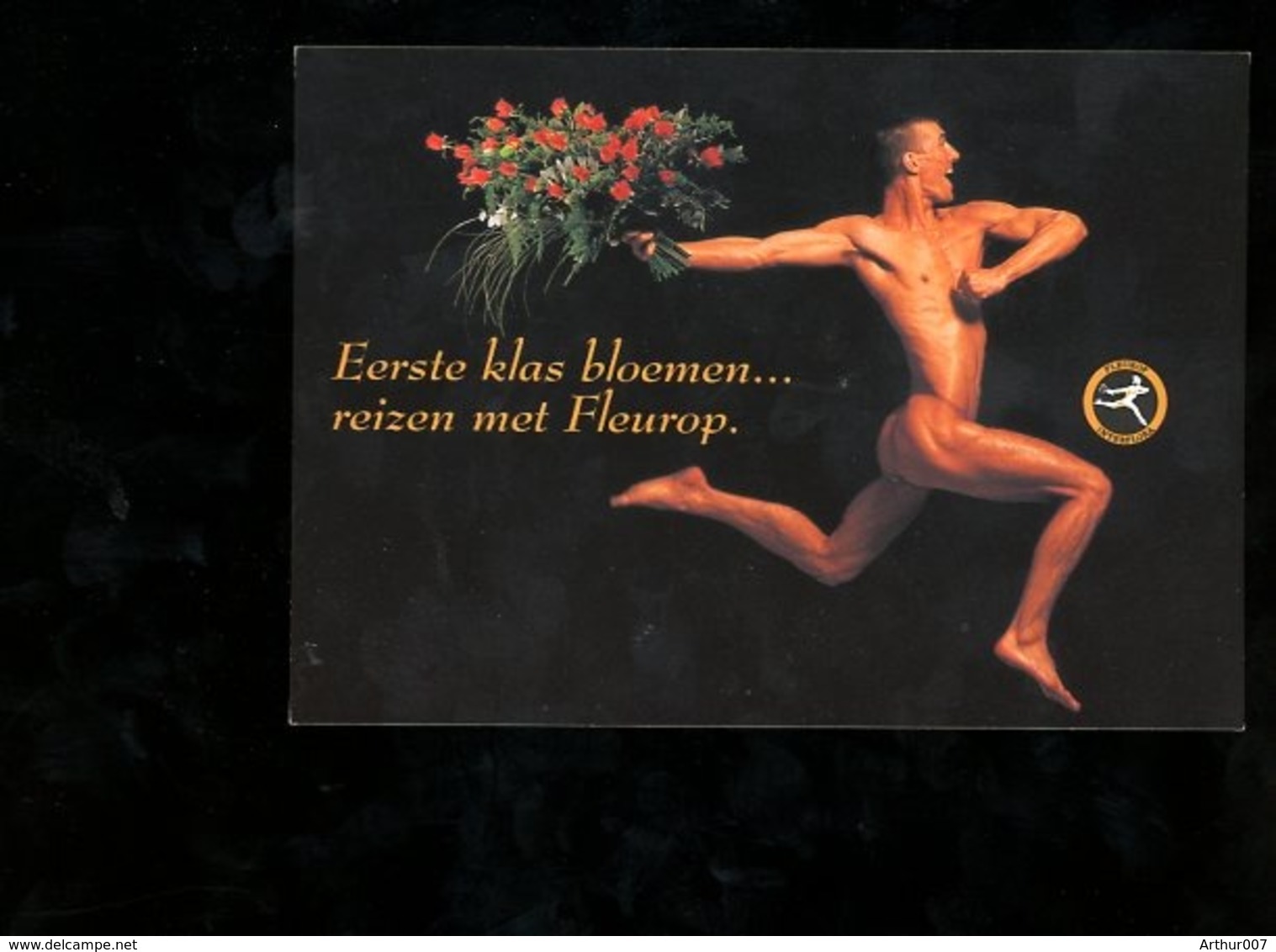 Carte Publicité Fleurop Interflora Nederland Livraison à Domicile Fleurs Homme Nu - Advertising