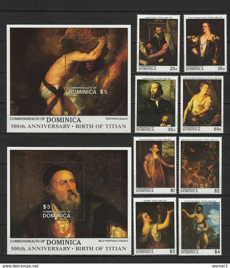 Dominica 1988 Paintings Titian - Tiziano Set Of 8 + 2 S/s MNH - Otros & Sin Clasificación