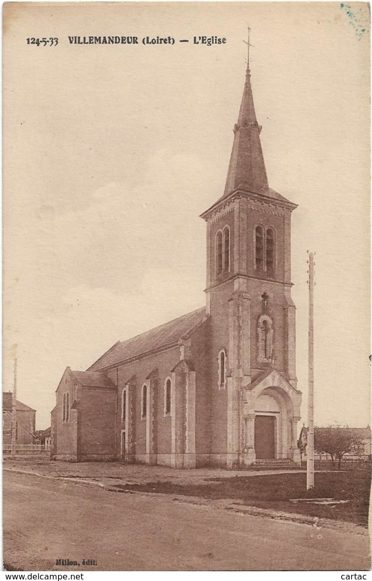 D45 - VILLEMANDEUR - L'EGLISE - Carte Sépia - Sonstige & Ohne Zuordnung