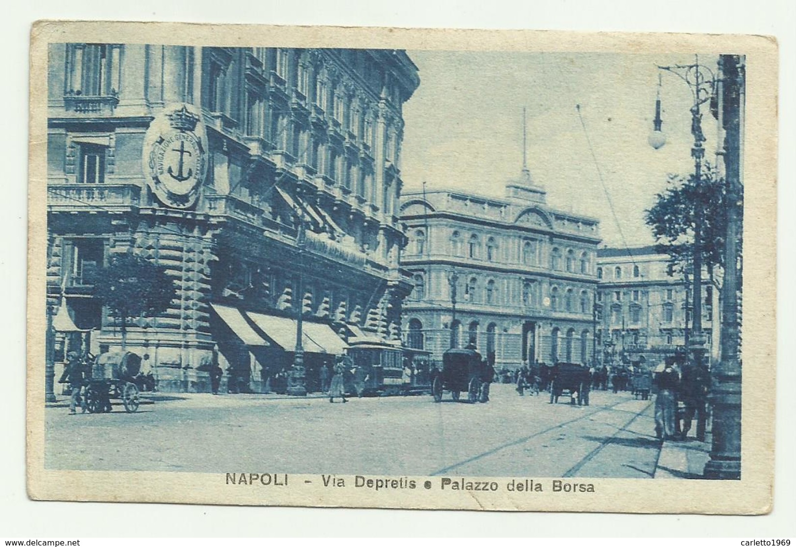 NAPOLI - VIA DEPRETIS E PALAZZO DELLA BORSA 1925  VIAGGIATA FP - Napoli (Neapel)