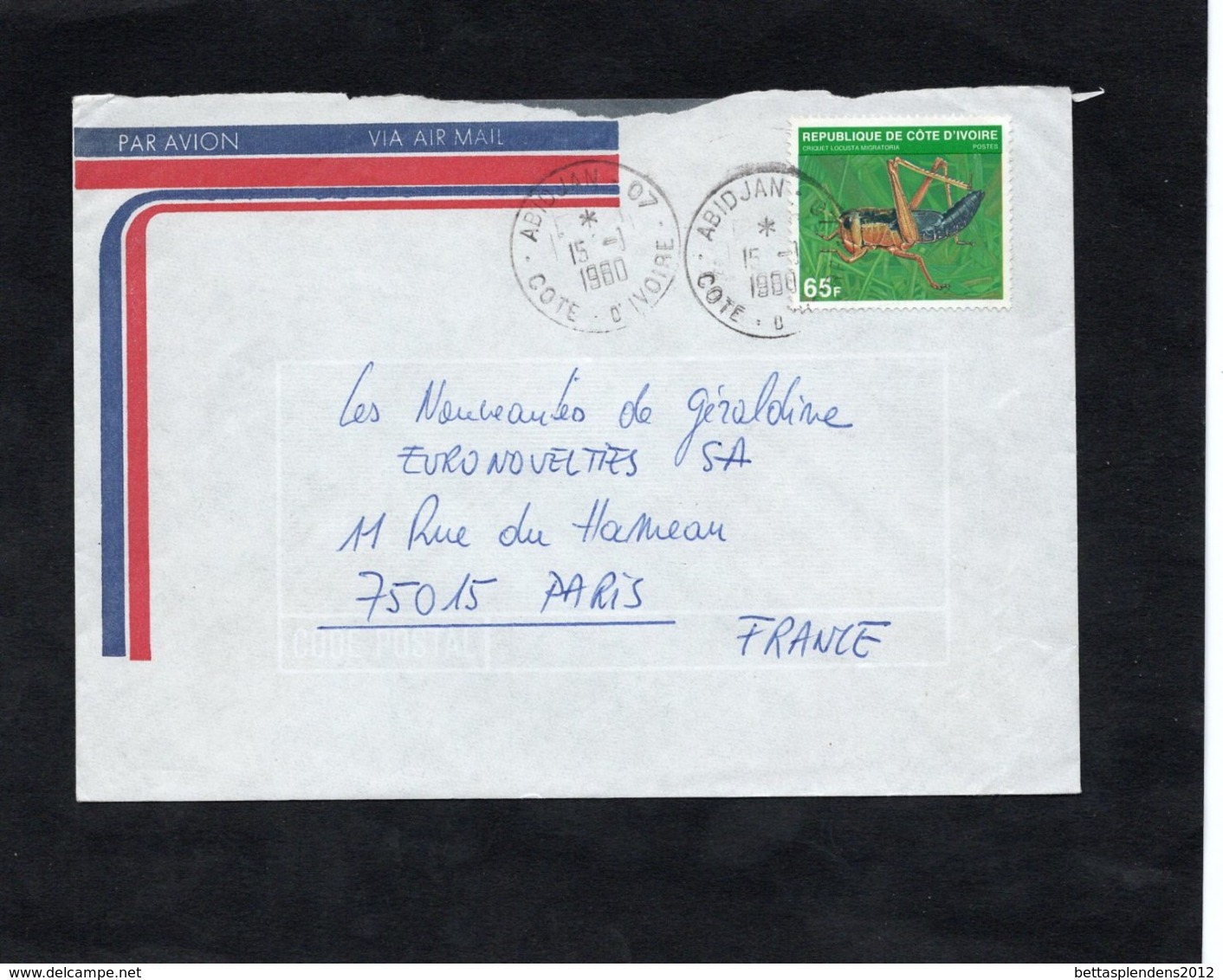 LSC 1980 - Cachet ABIDJAN - COTE D'IVOIRE Sur Timbre (sauterelle - Criquet) - Ivory Coast (1960-...)
