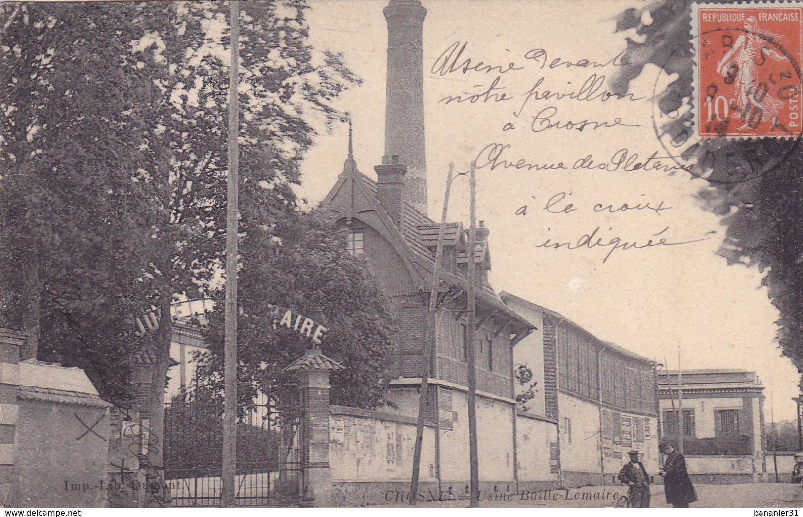 CPA 91 ESSONNE @ CROSNE - CROSNES - USINE RENAULT BAILLE LEMAIRE En 1914 - Avenue Des Platanes - Crosnes (Crosne)