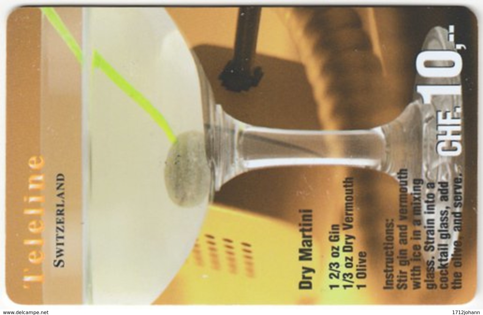 SWITZERLAND C-991 Prepaid Teleline - Drink, Cocktail - Used - Suiza