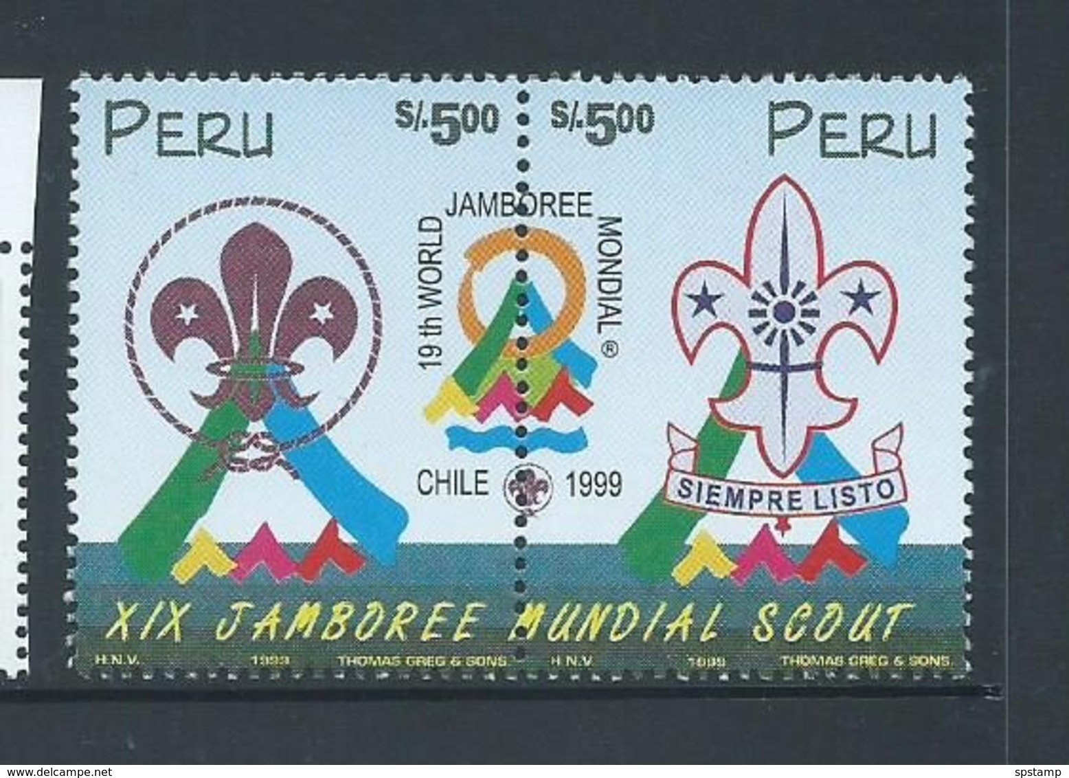 Peru 1999 Scout Jamboree $5 Joined Pair MNH - Peru