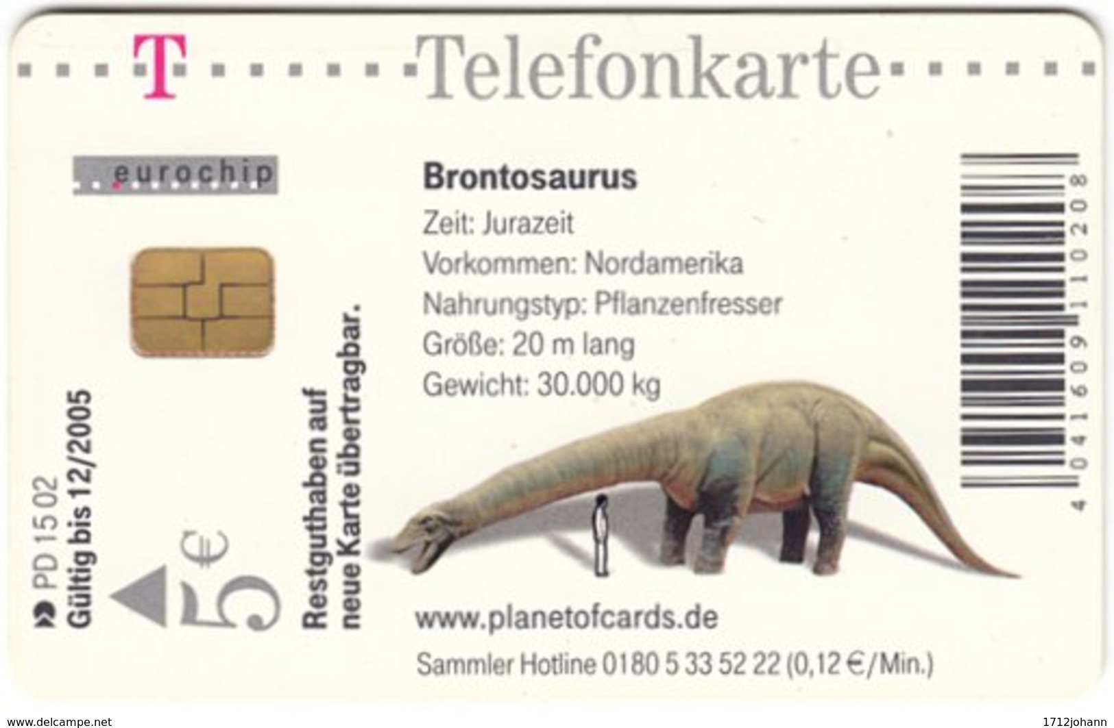 GERMANY PD-Serie A-980 - 15.02 (5310 5210) - Prehistoric Animal, Dinosaur - Used - P & PD-Series : Guichet - D. Telekom