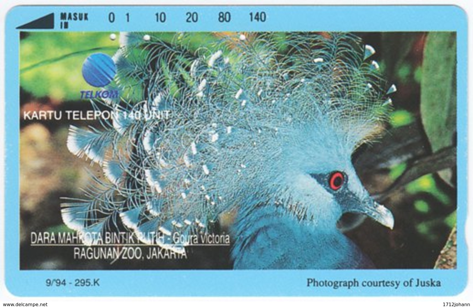 INDONESIA A-348 Magnetic Telekom - Animal, Bird - 140 Units - Used - Indonésie