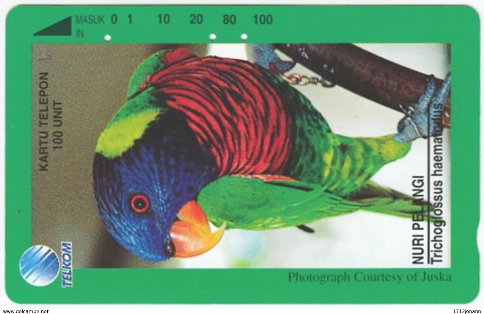 INDONESIA A-352 Magnetic Telekom - Animal, Bird, Parrot - Used - Indonesia