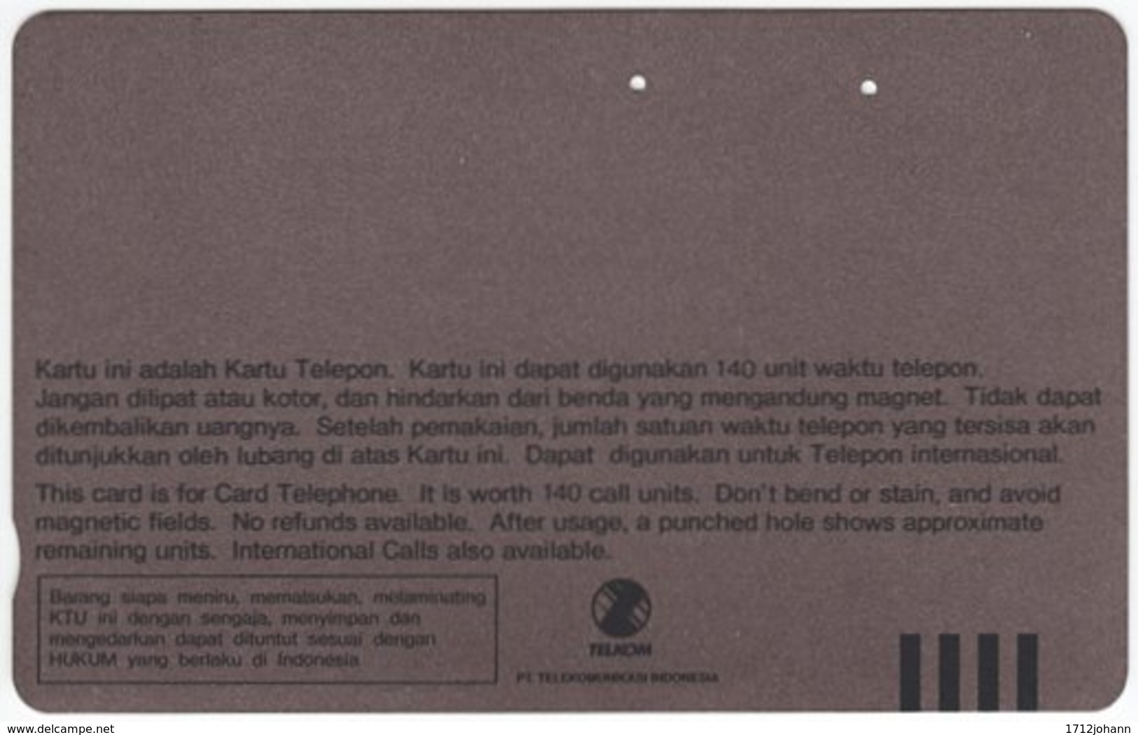 INDONESIA A-354 Magnetic Telekom - Animal, Deer - 140 Units - Used - Indonesien