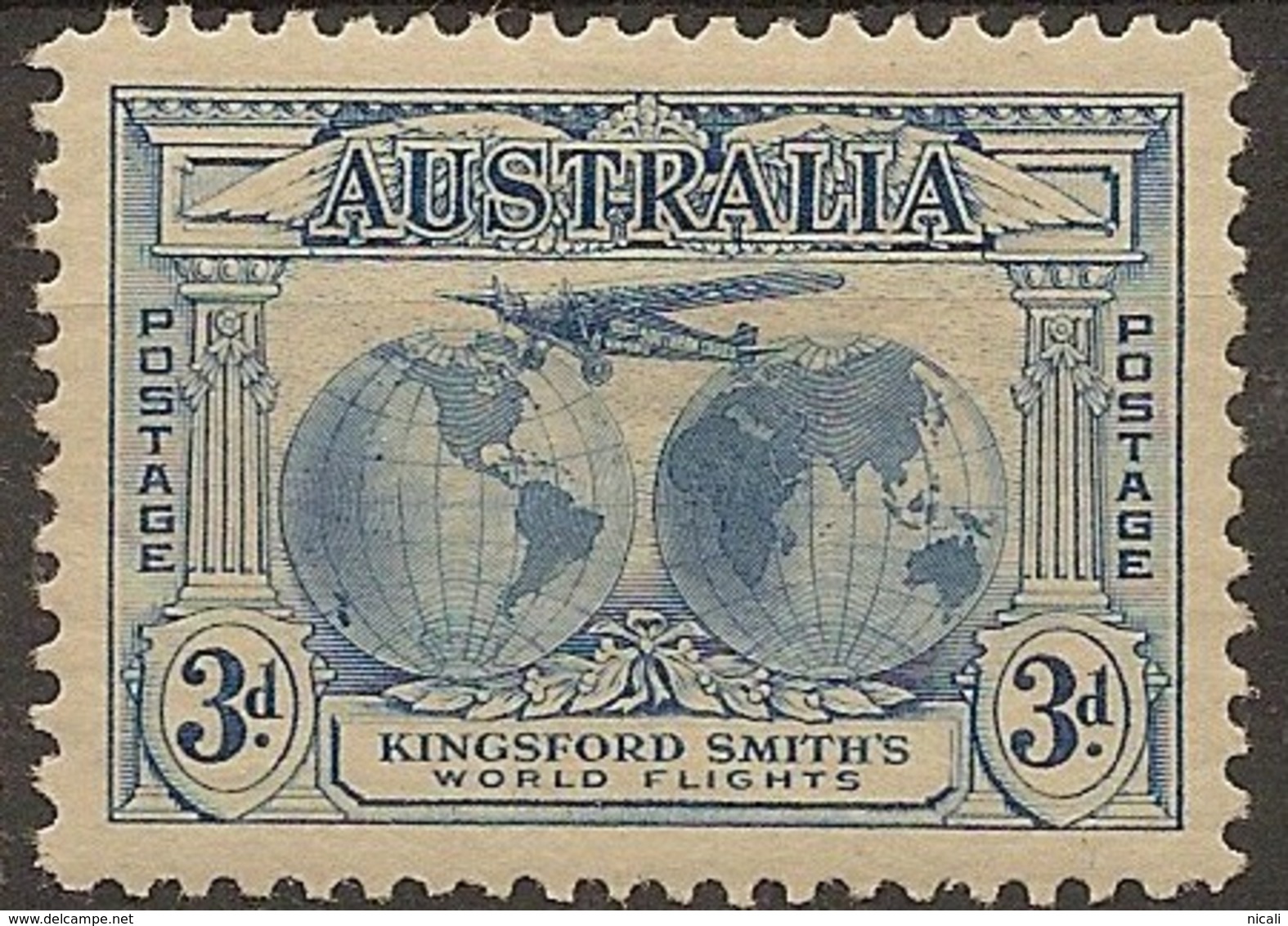 AUSTRALIA 1931 3d Kingsford Smith SG 122 HM #BE145 - Mint Stamps