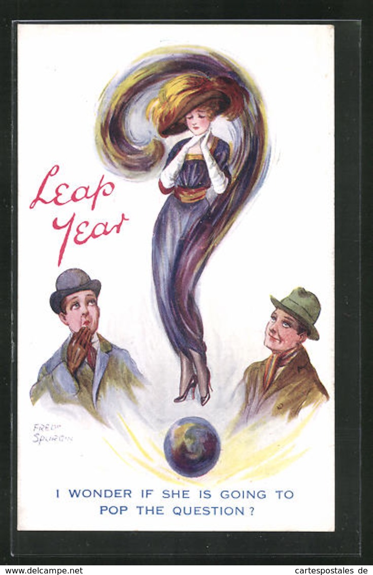 Künstler-AK Fred Spurgin: Leap-Year, I Wonder If She Is Going To Pop The Question - Spurgin, Fred